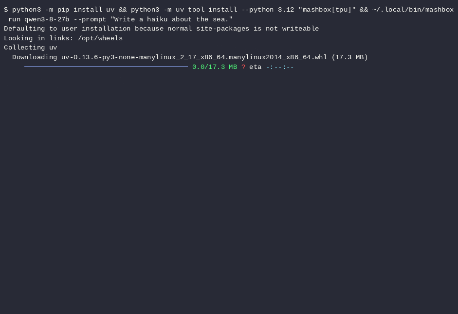 Qwen3.8-27B on a new TPU v6e-1: install, weights download, first answer