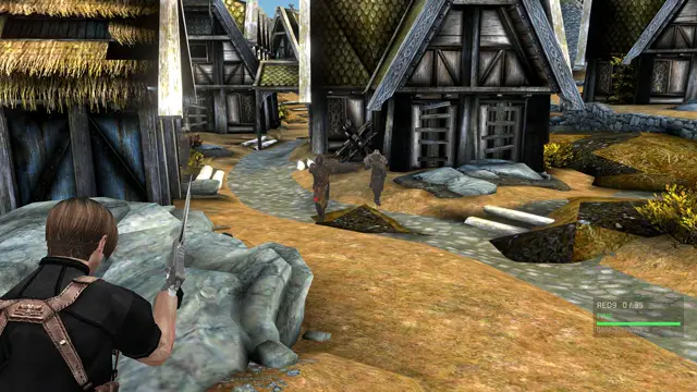 Whiterun: Skyrim world × Resident Evil 4 × Leon